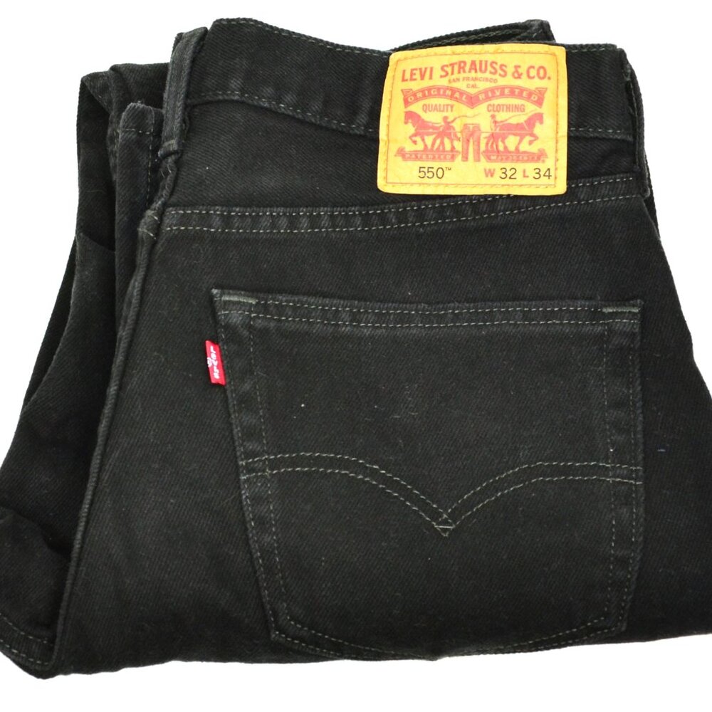 Levi's 550 Men's Size W32 L34 Black Relaxed Fit Denim Jeans